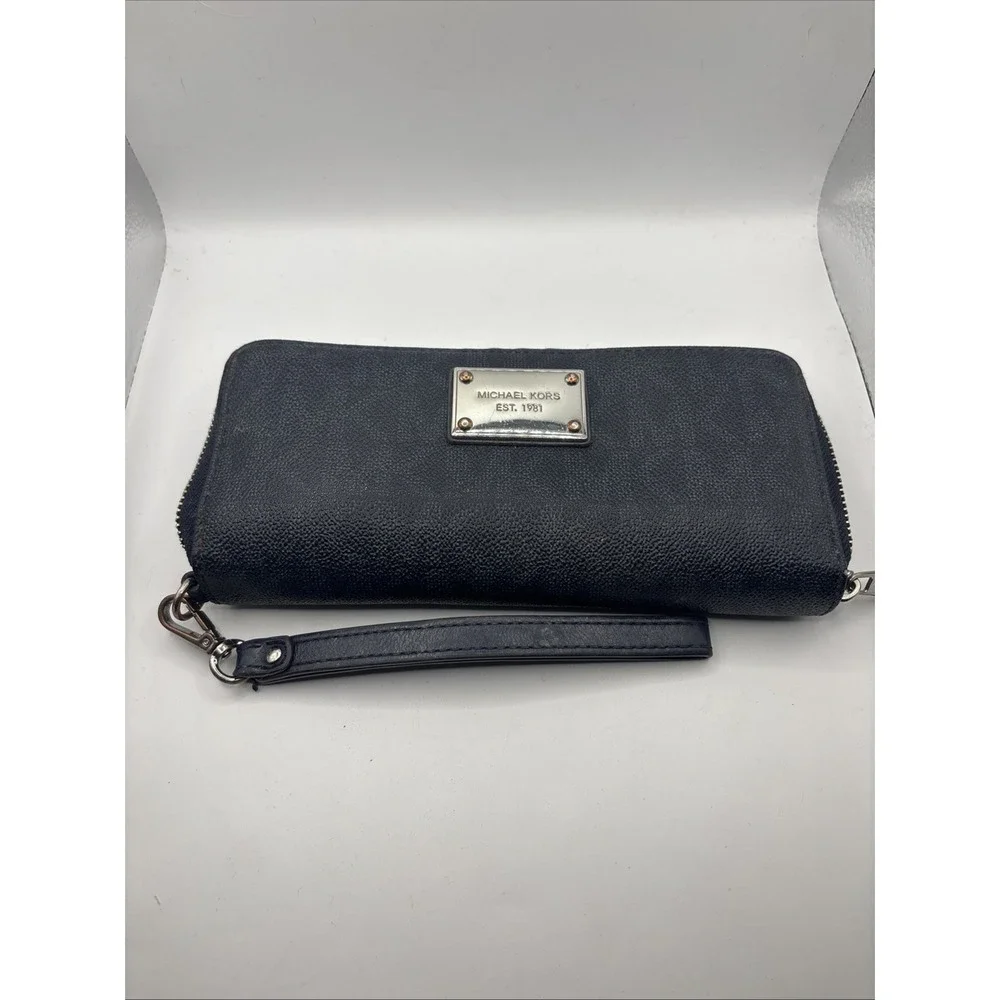 Michael Kors full zip leather wallet blue